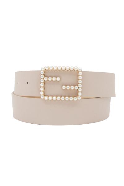 CENTER BAR SQUARE PEARL BUCKLE BELT