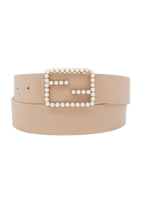 CENTER BAR SQUARE PEARL BUCKLE BELT