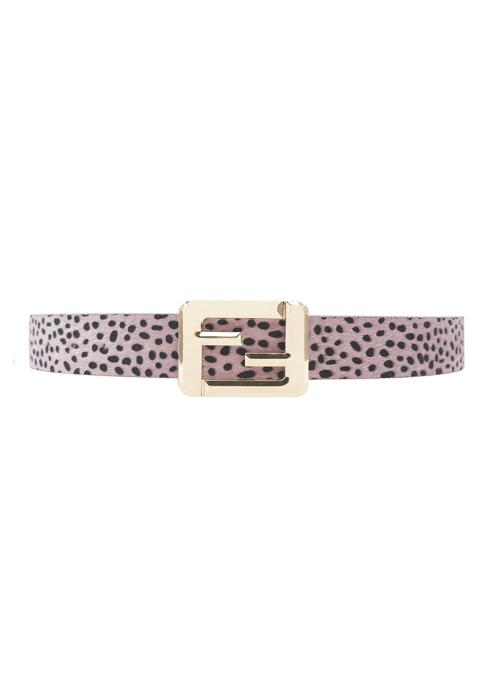 CHEETAH FUR WITH SQUARE LETTER BUCKLE BELT