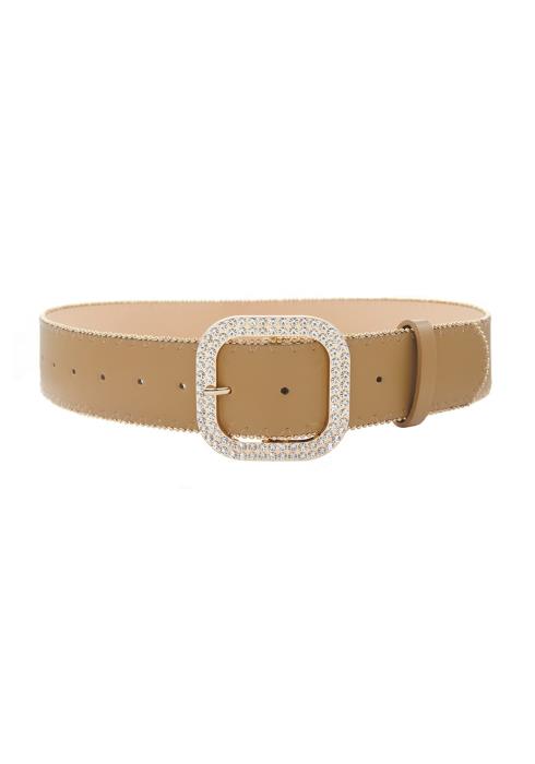 RHINESTONE SQUARE BUCKLE WITH PIN TRIM BELT