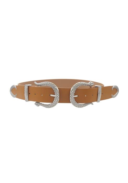 WIDE DOUBLE BUCKLE BELT WITH SNAKE BUCKLE DESIGN