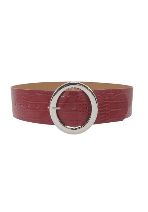 SILVER OVAL BUCKLE CROCODILE BELT