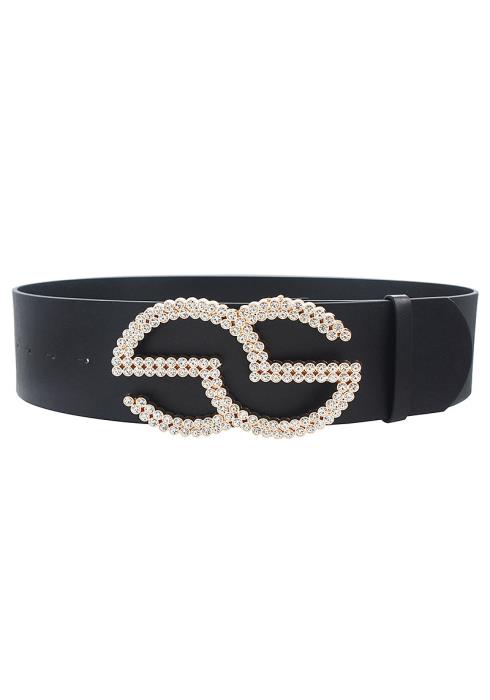 TRENDY MULTI RHINESTONE LETTER BUCKLE WITH THICK BELT