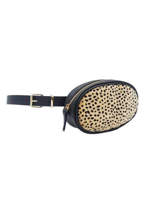 FASHION LEOPARD FUR BELT WITH PURSE