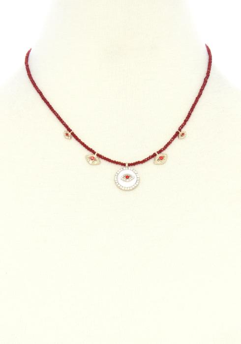 DAINTY EYE CHARM BEADED NECKLACE