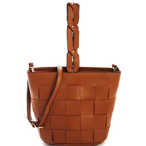 STYLISH SQUARE WOVEN HANDLE CROSSBODY BAG