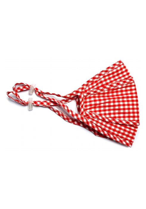 3D STEREOSCOPIC RED CHECK COTTON MASK MADE IN KOREA