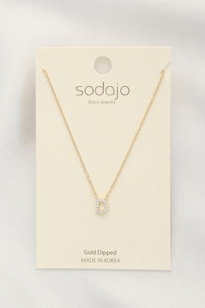 SODAJO RHINESTONE INITIAL PENDANT NECKLACE