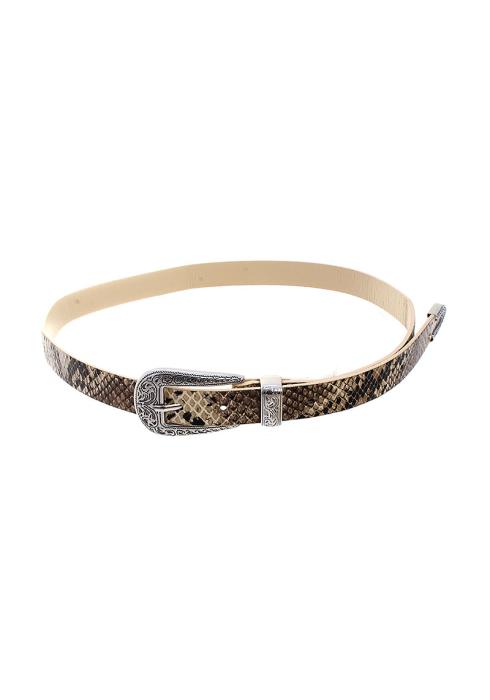 SNAKE SKIN ANTIQUE METAL BUCKLE BELT
