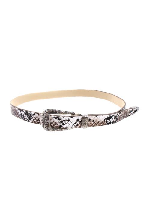 SNAKE SKIN ANTIQUE METAL BUCKLE BELT