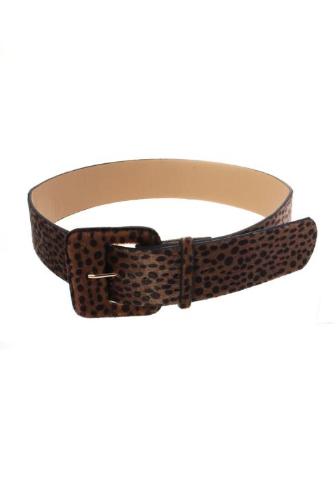 CHEETAH SKIN HAIRCALF SQUARE BUCKLE BELT