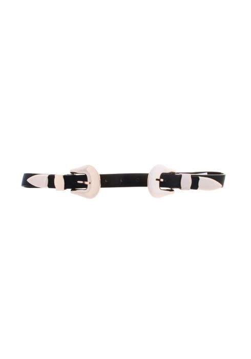DOUBLE METAL BUCKLE WESTERN BELT