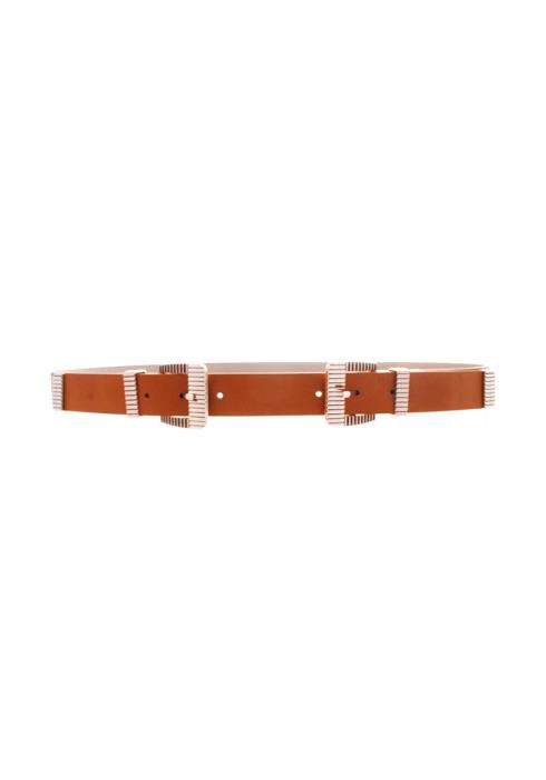 DOUBLE GOLD PATTERN METAL BUCKLE WESTERN BELT