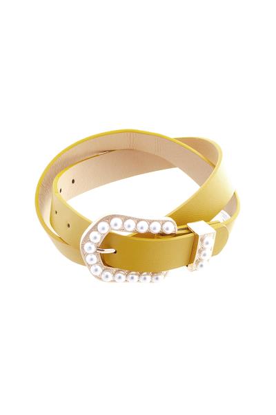 TRENDY FASHION METAL PEARL BUCKLE DESIGN BELT