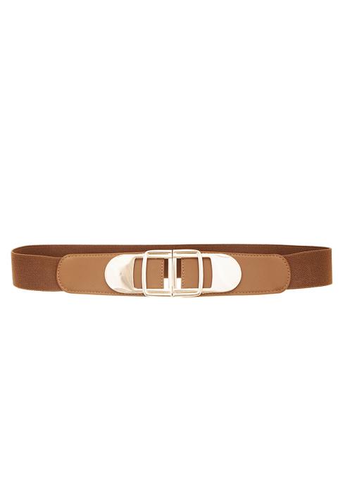 MODERN ELASTIC METAL OVAL SHAPE BUCKLE BELT