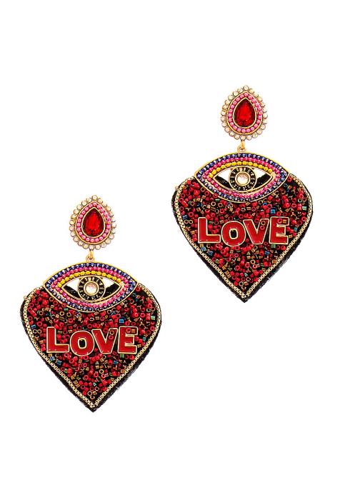 CUTE LOVE BEAD EYE EARRING