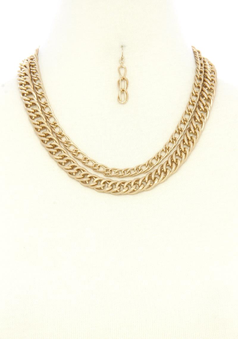 CHUNKY DOUBLE LAYERED METAL NECKLACE