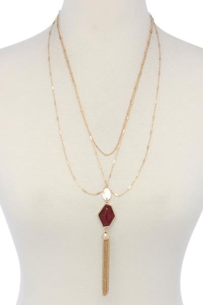 SEMI PRECIOUS STONE LAYERED NECKLACE