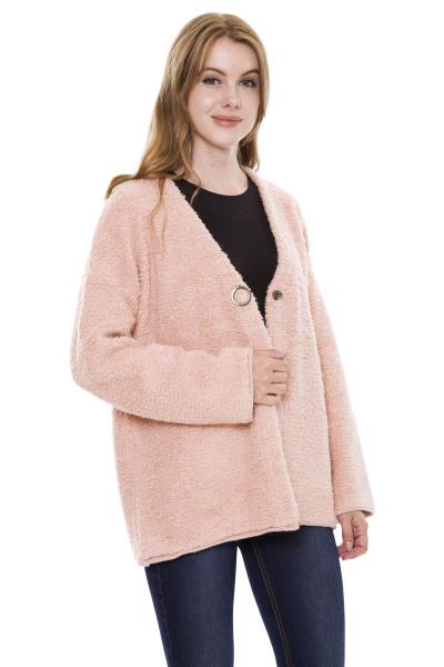 CHUNKY PLAIN COLOR WITH POCKETS COAT SWEATER