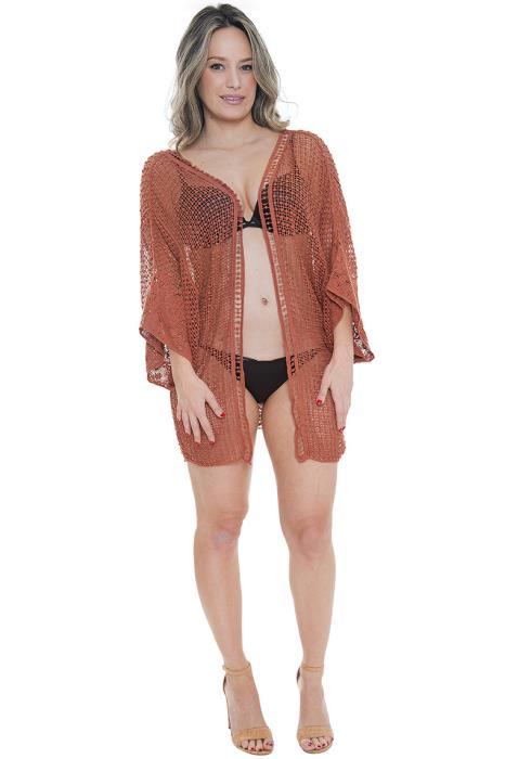 FULL CROCHET COVER UP W/ FLORAL LONG SLEEVE