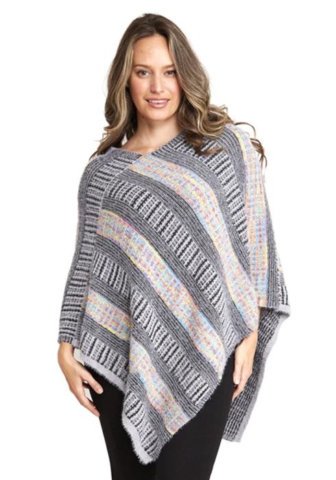MIXED SOLID COLOR PONCHO