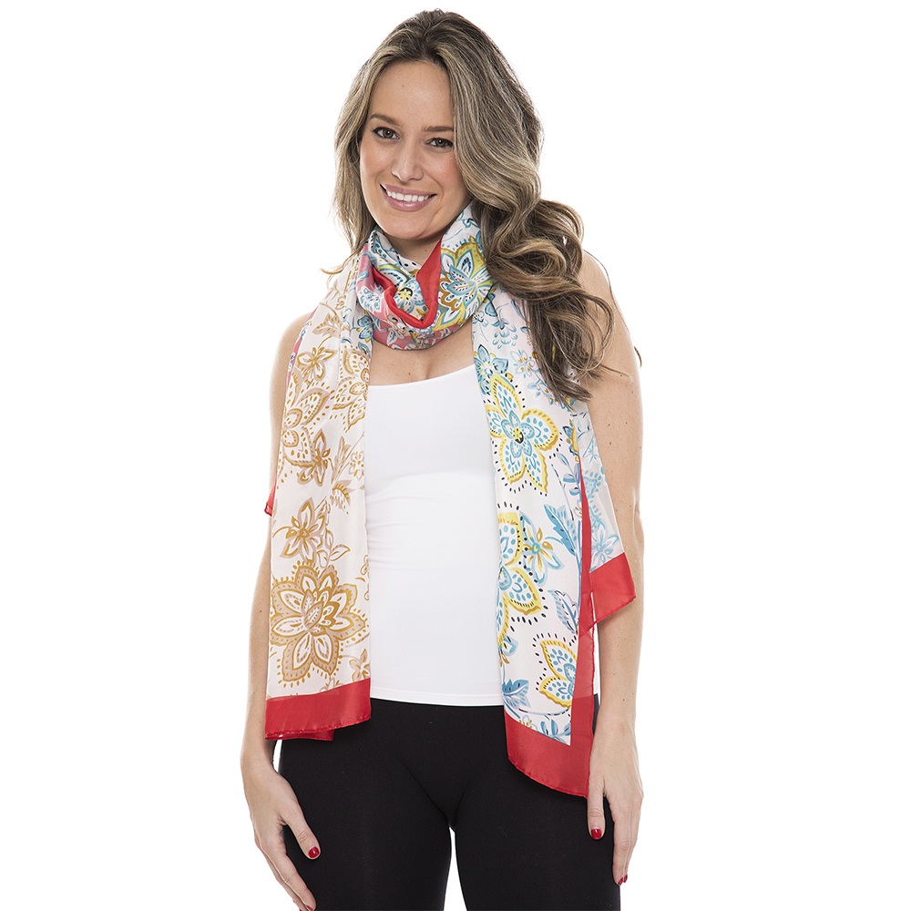 SILKY FLORAL OBLONG SCARF