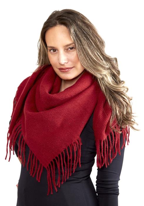 SOLID COLOR BLANKET SCARF WITH FRINGES