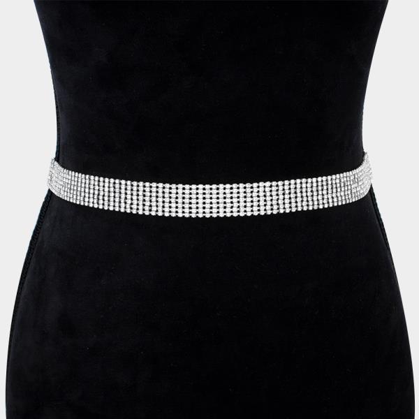 RHINESTONE 7LINE METAL BELT