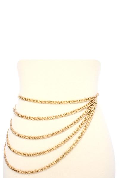 5 LAYERED METAL BELLY WAIST CHAIN BELT