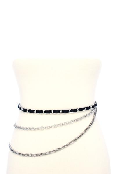 MULTI METAL BLACK CHAIN BELT
