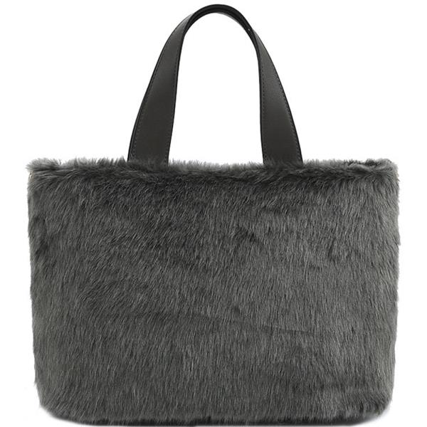 TRENDY SOFT FAUX ANIMAL FUR TOTE BAG WITH LONG STRAP