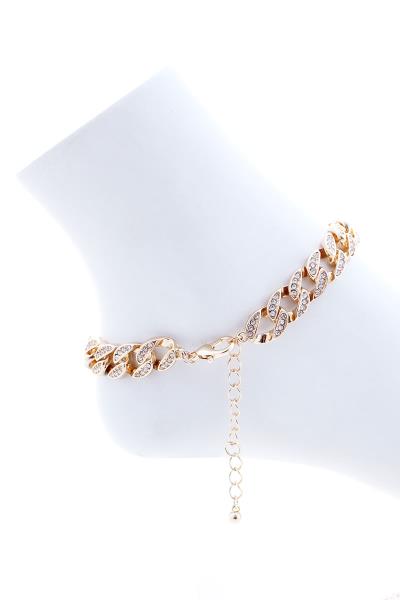 CHUNKY METAL LINK CHAIN STUD STONE ANKLET