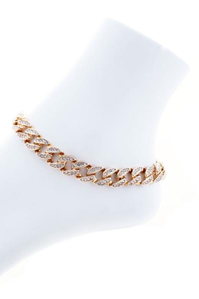 CHUNKY METAL LINK CHAIN STUD STONE ANKLET