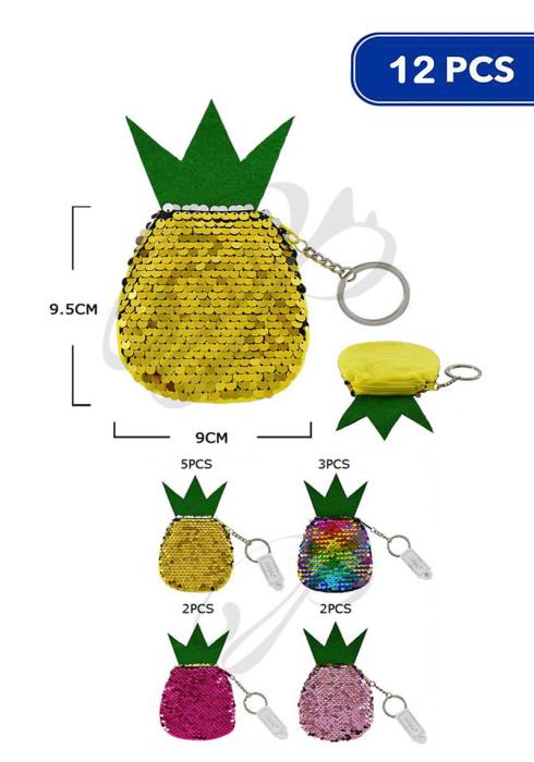 FASHION SPANGLE PINEAPPLE COIN PURSE (12 UNITS)