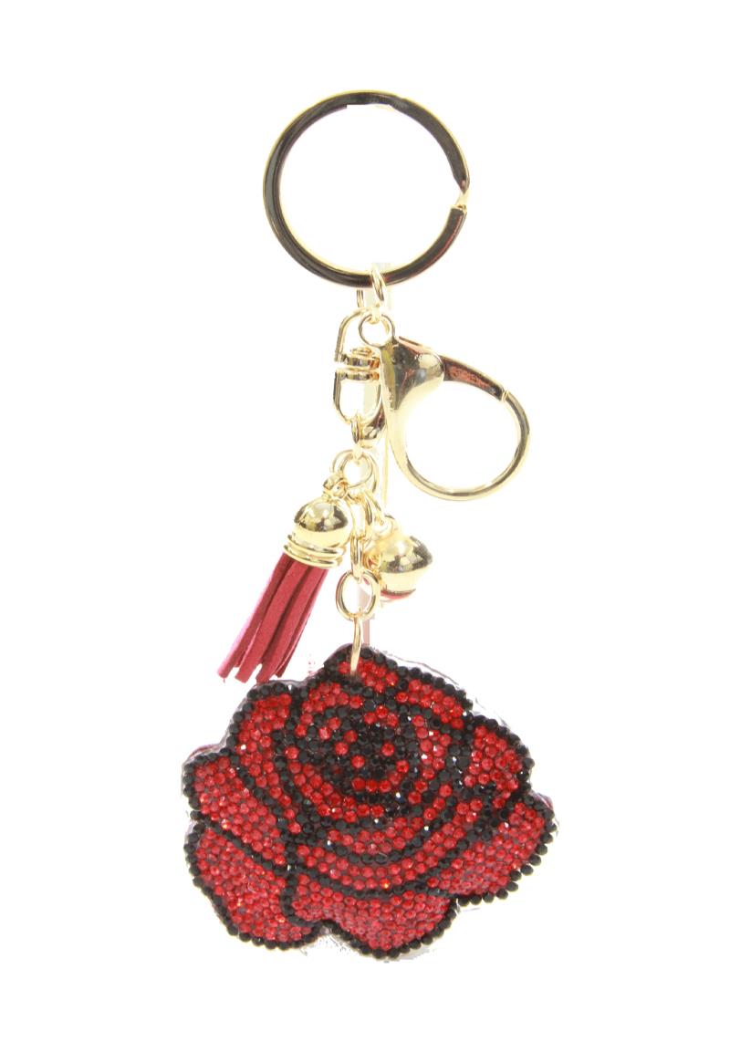 Red Rose Puffy Bling Keychain
