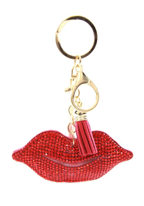RED LIPS PUFFY BLING KEYCHAIN