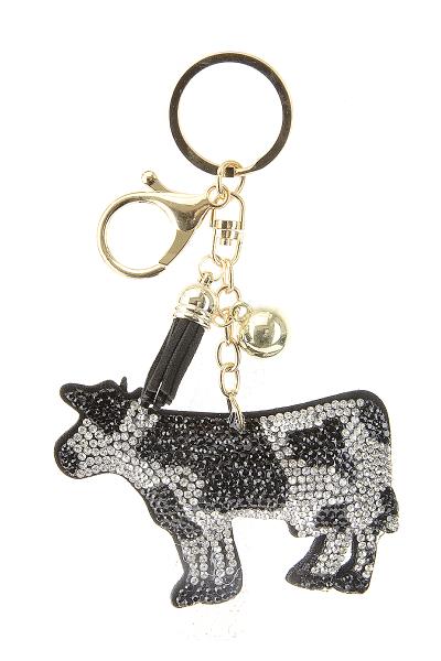 COW PUFFY BLING KEY CHAIN