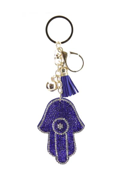 RHINESTONE HAMSA TASSEL KEY CHAIN