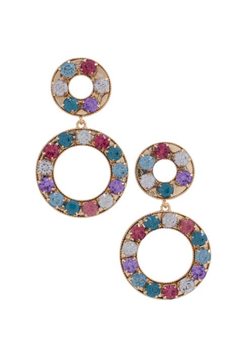 SODAJO DOUBLE CIRCLE RHINESTONE EARRING