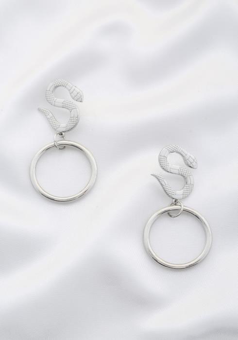 SNAKE CIRCLE POST DROP EARRING