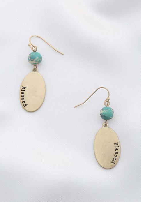 BLESSED OVAL BEAD DANGLE EARRING
