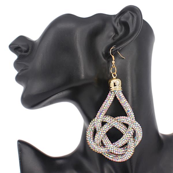 TWISTED RHINESTONE DROP EARRING