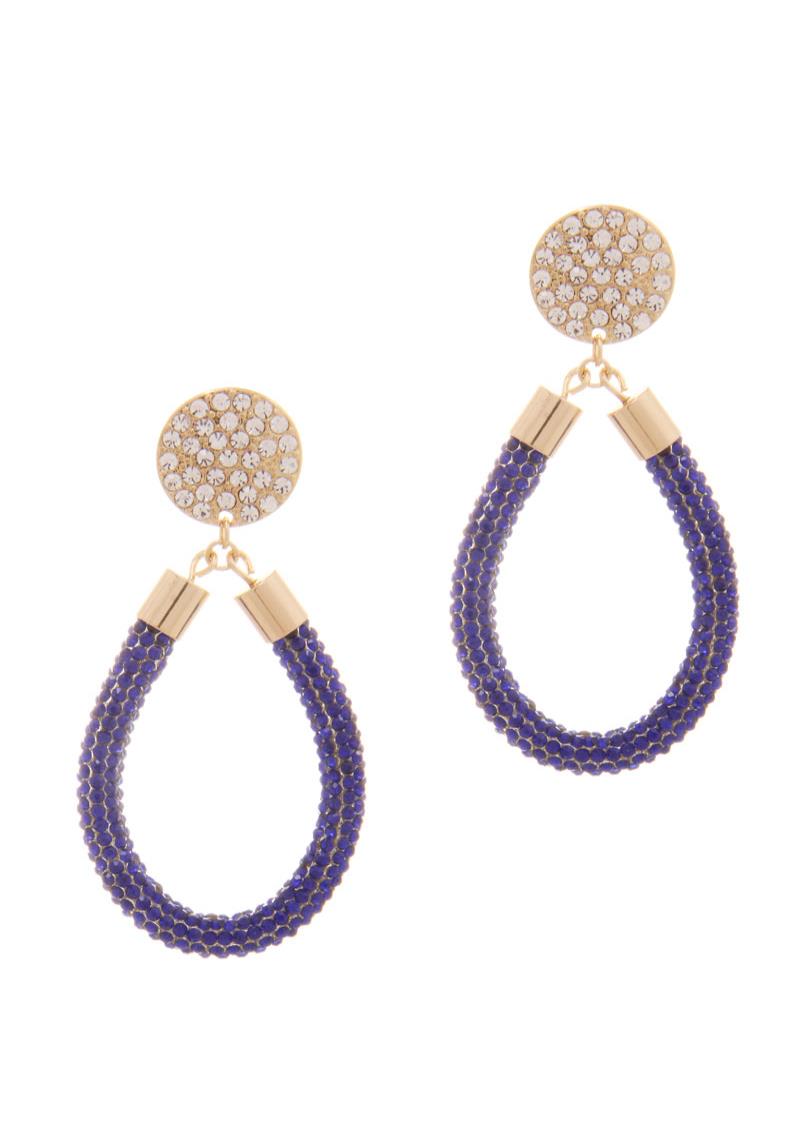MULTIPLE RHINE STONE TEARDROP ROUND STUD EARRING