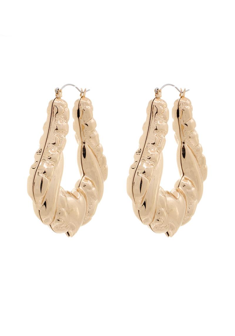 CHUNKY UNIQUE METAL HOOP EARRING