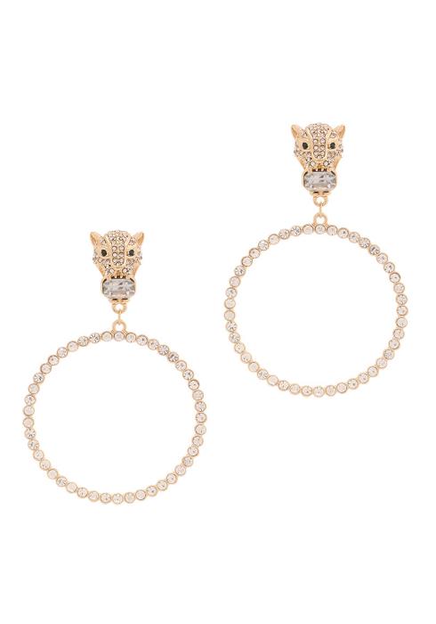 JAGUAR WITH ROUND EDGE STONE EARRING