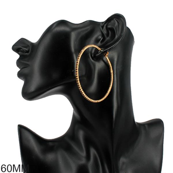 RHINESTONE BASIC 60MM HOOP EARRING