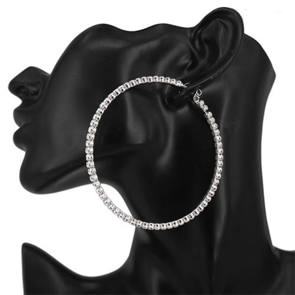 CLASSIC BASIC RHINESTONE HOOP EARRING