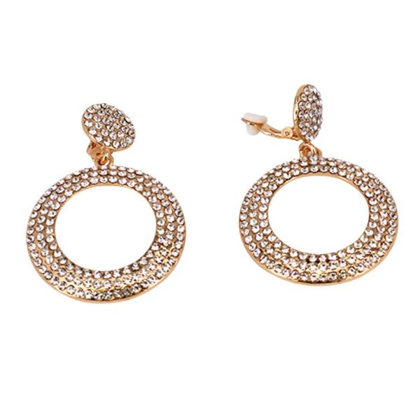 RHINESTONE ROUND CLIP ON EARRING