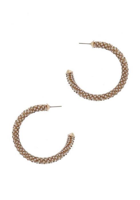 STONE STUDDED OPEN HOOP EARRING