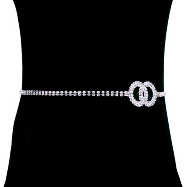 RHINESTONE THIN CHAIN DOUBLE RING BELT